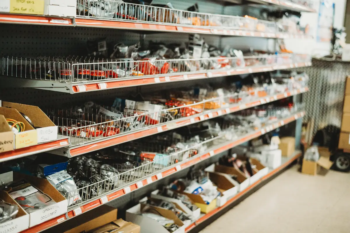 Stocked parts shelving